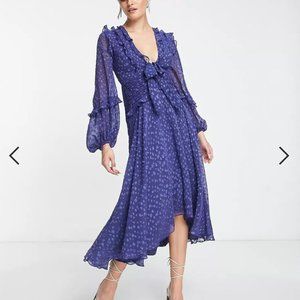 ASOS Jacquard Satin Spot Midi Dress